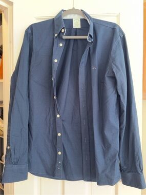 Brooks Brothers Navy Blue Button-Down Dress Shirt *SLIM